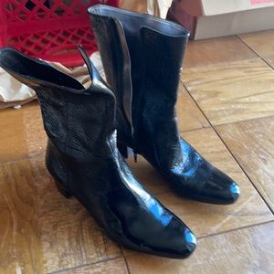 Enzo Angiolini black patent leather mid calf boots